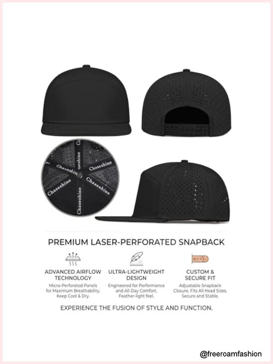 7 Panel Snapback Performance Hat - Flat Brim, Adjustable, Unisex main image 4